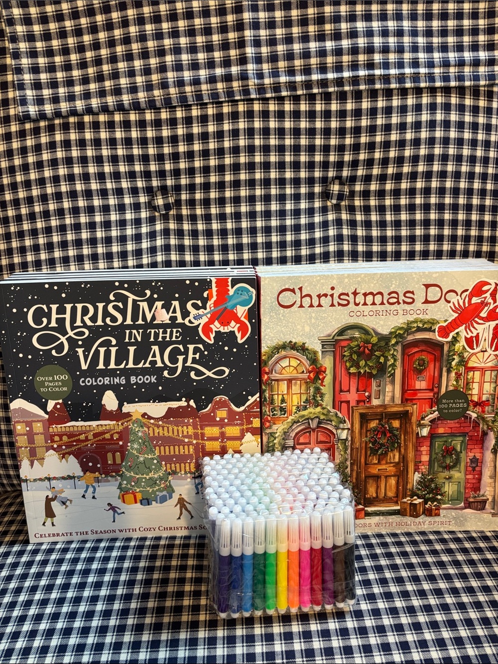 Holiday Coloring Book Bundle with Assorted Markers - Red & Multicolor